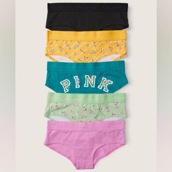 PINK VS LOGO HIPSTERS 5 PACK xl - Picture 1 of 5